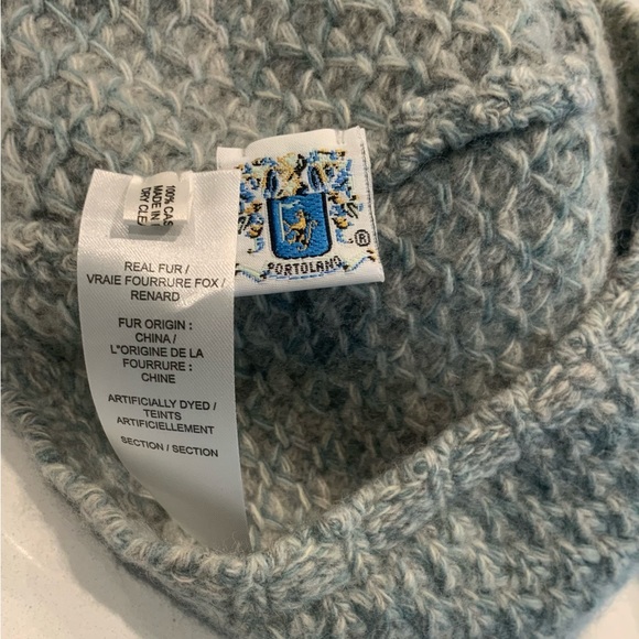 Portolano Cashmere & Fox Trim Hat & Glove Set - Picture 6 of 6